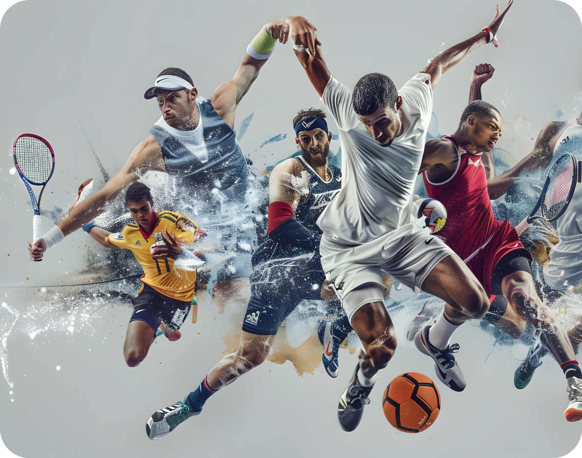 Group of athletes in different sports